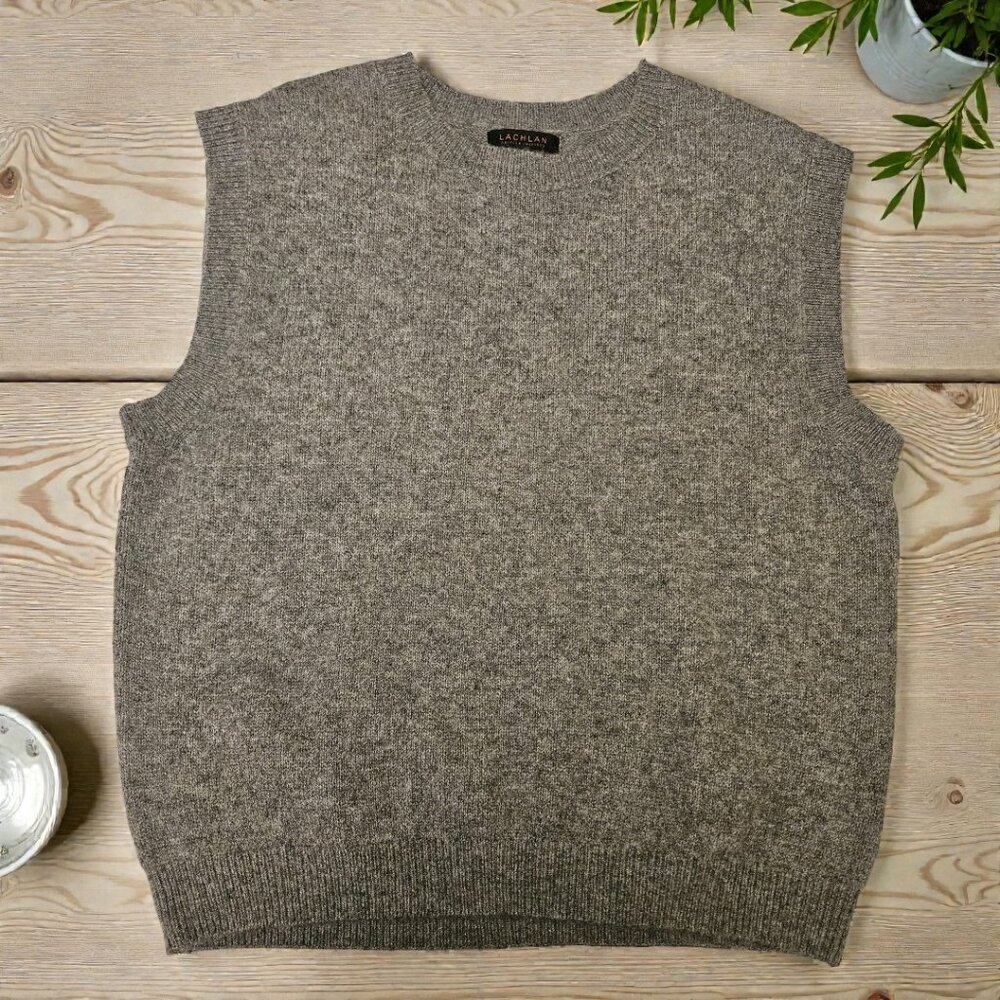 Lachlan Gray Sleeveless Sweater Vest Mens US Large Layering Crewneck